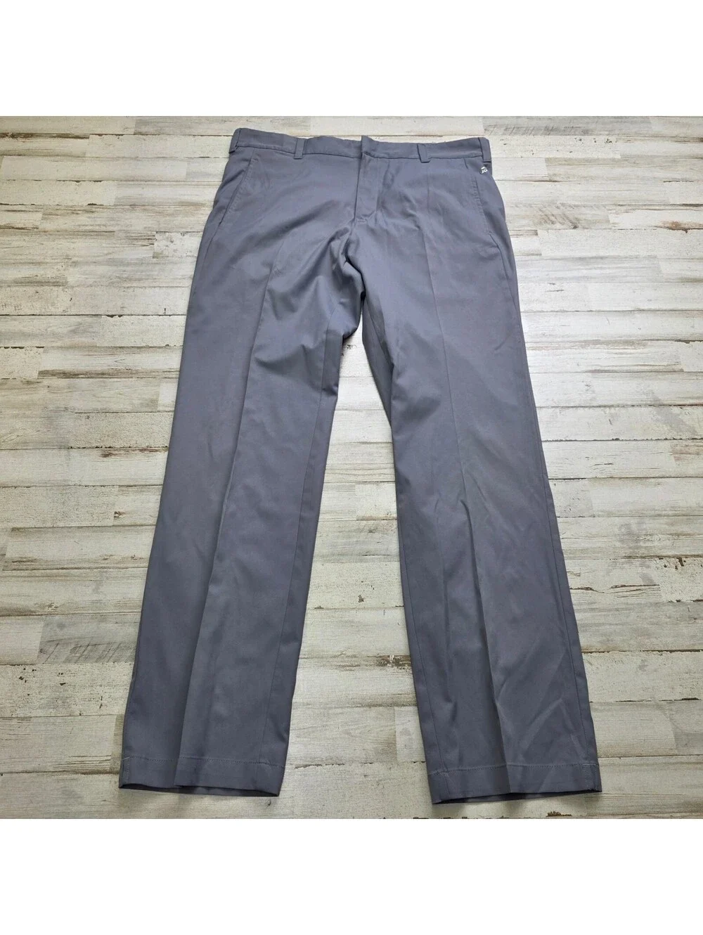 Adidas Golf Pants Men's 34x32 Gray Polyester Blend 3 Stripes Casual Performance